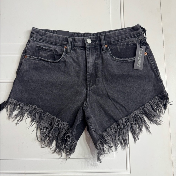 Blank NYC Pants - BlankNYC NWT Sabotage Frayed Faded Black Wash High-Rise Shorts Denim Size 30
